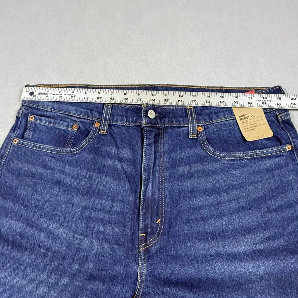 Levis 505 Regular Fit‎ Straight Leg Blue Denim Jeans Mens 36x32 Indigo NWT